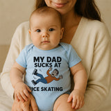 Kiddiepro Funny Dad Ice Skating Hockey Baby Bodysuit