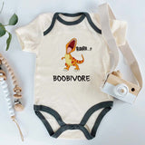 Boobivore Funny Hilarious Cartoon T-Rex Dinosaur Baby Clothes Custom Dino Infant Newborn Bodysuit Personalized Name Breastfeeding Nursing Unisex Baby Clothing Gift