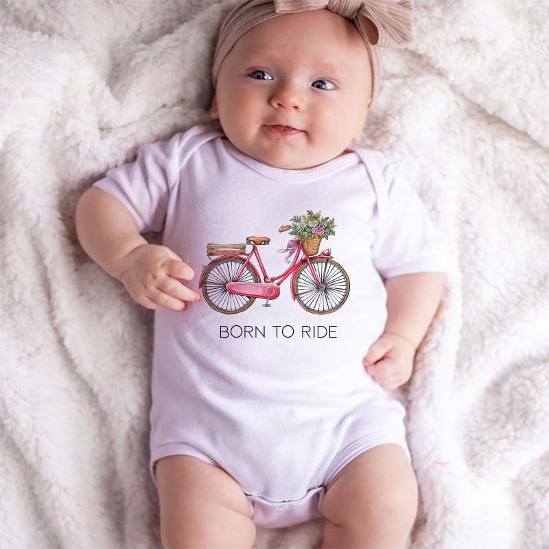 Born to ride Bicycle Bodysuit Cute Cycling Apparel Newborn baby girl Unique Gift Bike Outfit New Mom Dad Cyclists Baby Clothes Infant Romper