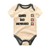 Chubby Bald Unemplyed Baby Bodysuit Playful Newborn Outfit Custom Shirt Pregnancy Reveal Unisex Infant Clothing