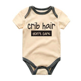 Crib Hair Don't Care Unisex Infant Baby clothes Funny Custom Newborn Outfit Minimalist Trendy Baby Boy Girl Shower Gift Playful Humorous Presents for New Mom and Dad