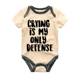 Crying is my only defense Custom Funny Sayings Baby Bodysuit Unisex Infant Baby Clothing Boy Girl Newborn Outfit Pregnancy Announcement Baby Shower Gift