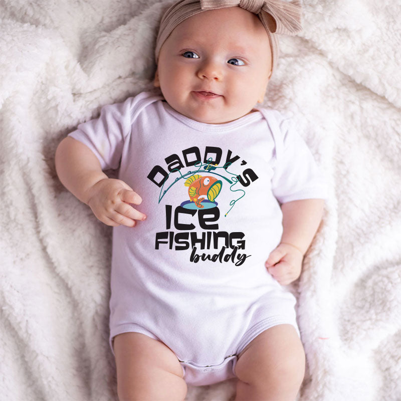 Personalized Daddy's Fishing Buddy Baby Boy Girl Clothes Fishing Baby Gift Newborn Pregnancy Reveal Baby Shower Gift Ideas Custom Baby Shirt