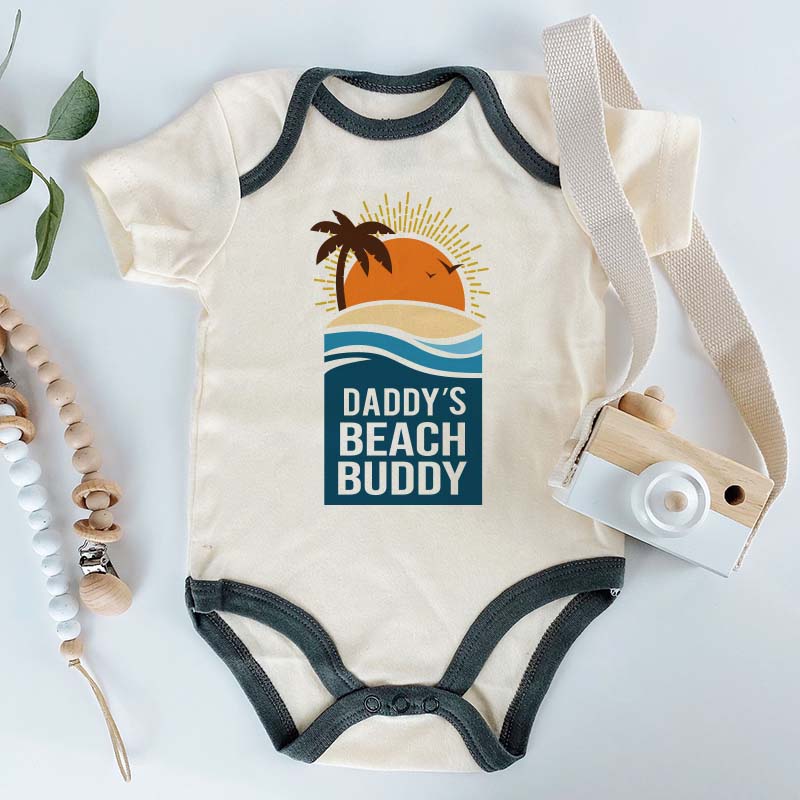 Daddy's Beach Buddy Baby Bodysuit Dad's Sidekick Sand Lake Nature Family Vacation Unisex Baby Clothing Beach wave Cute Beachwear Outfit Gift