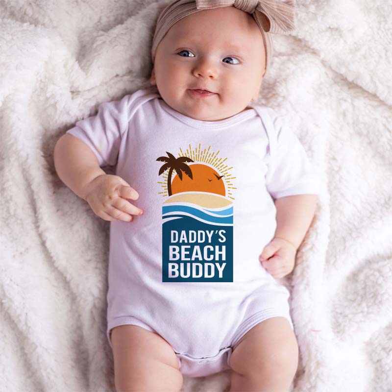 Daddy's Beach Buddy Baby Bodysuit Dad's Sidekick Sand Lake Nature Family Vacation Unisex Baby Clothing Beach wave Cute Beachwear Outfit Gift