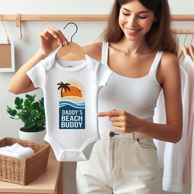 Daddy's Beach Buddy Baby Bodysuit Dad's Sidekick Sand Lake Nature Family Vacation Unisex Baby Clothing Beach wave Cute Beachwear Outfit Gift