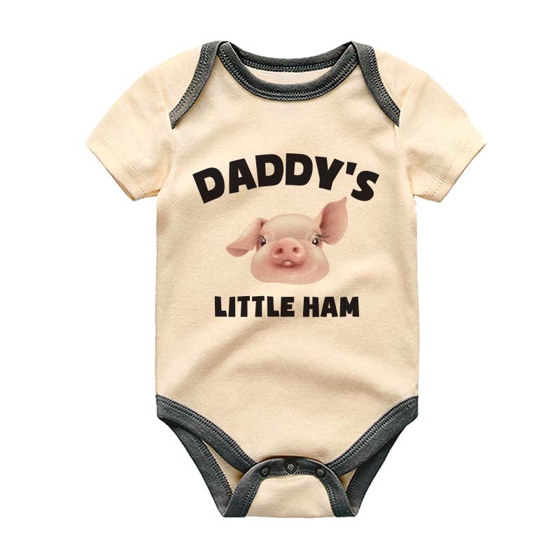 Daddy's Little Ham Cute Funny Custom Baby Bodysuit Adorable baby outfit Animal-themed baby clothes Playful Baby Humor shower present Baby Clothing