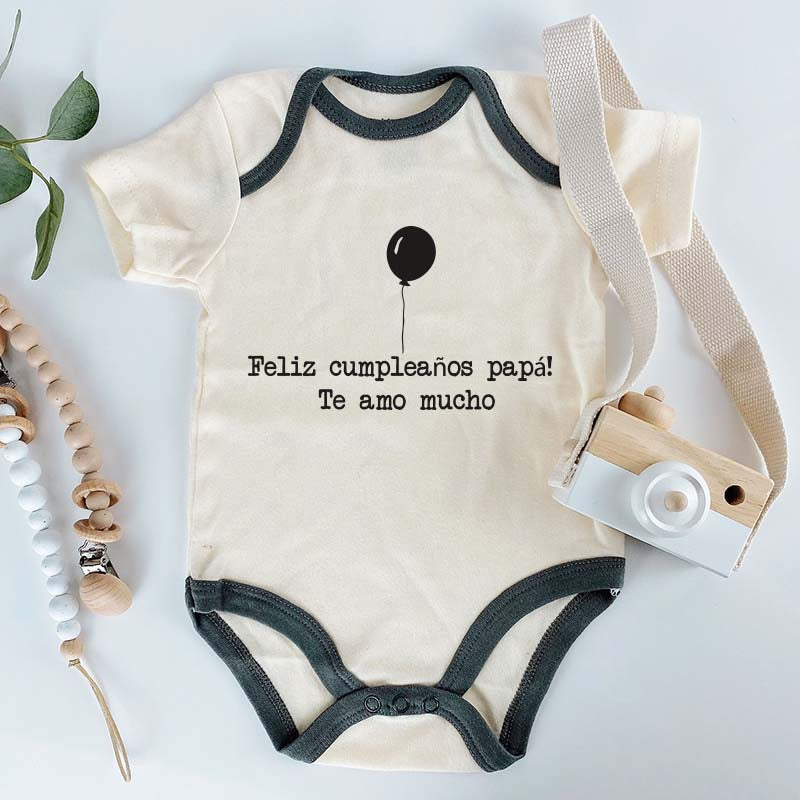 Happy Birthday Papa Daddy Custom Baby Clothes First Birthday Celebration with Dad Feliz Cumpleanos Papa Spanish Baby Bodysuit Pregnancy Announcement Gift