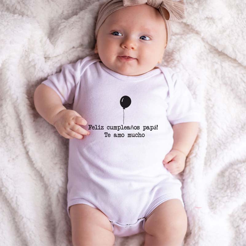 Happy Birthday Papa Daddy Custom Baby Clothes First Birthday Celebration with Dad Feliz Cumpleanos Papa Spanish Baby Bodysuit Pregnancy Announcement Gift