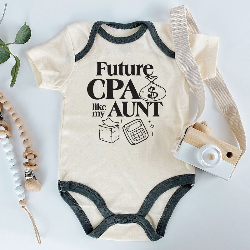 Future CPA like my Aunt Baby Clothes Future Certified Public Accountant Bodysuit Auntie's little Account in training outfit