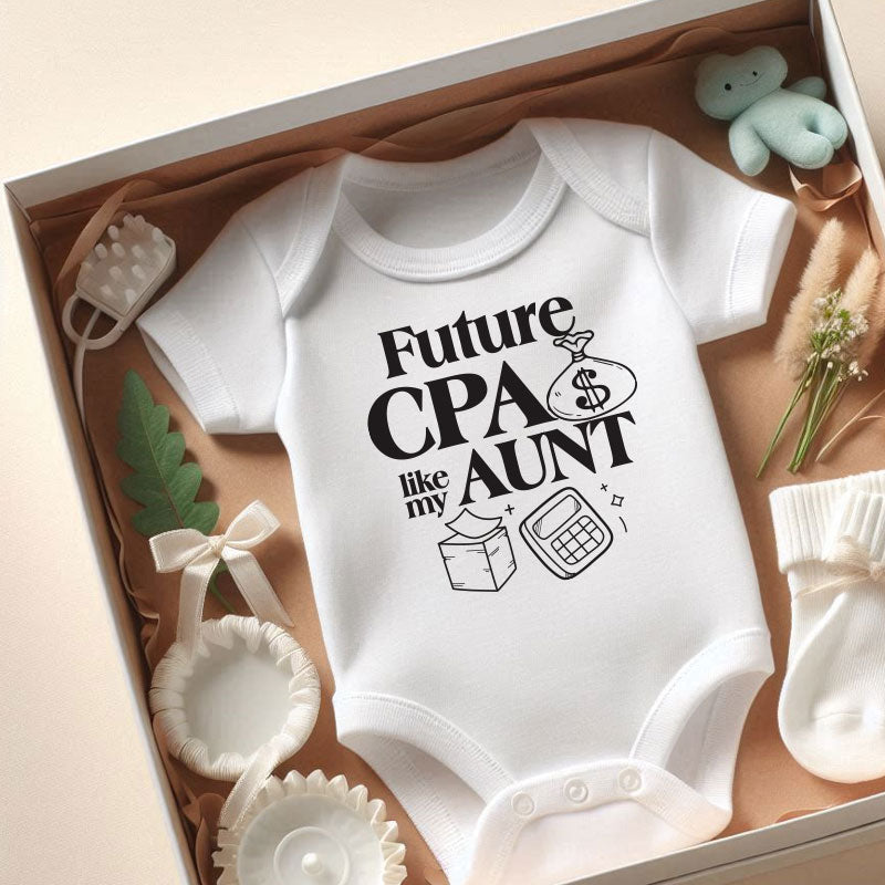 Future CPA like my Aunt Baby Clothes Future Certified Public Accountant Bodysuit Auntie's little Account in training outfit