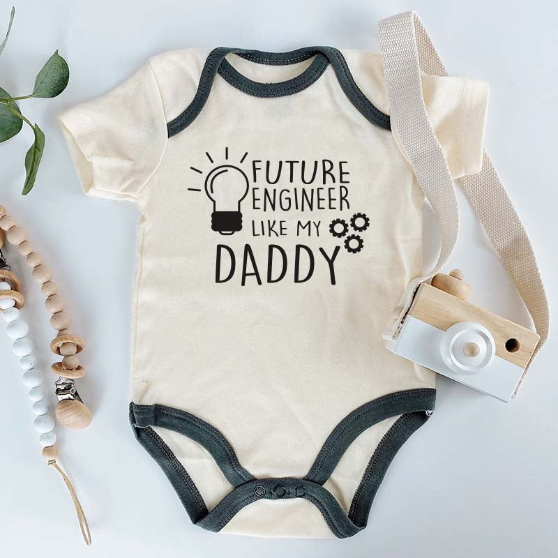 Future Engineer Baby Bodysuit Like My Dad Unisex Baby Boy Girl Clothing Educational Science Math Engineering Theme Cute Romper Baby Outfit Custom Name Shirt