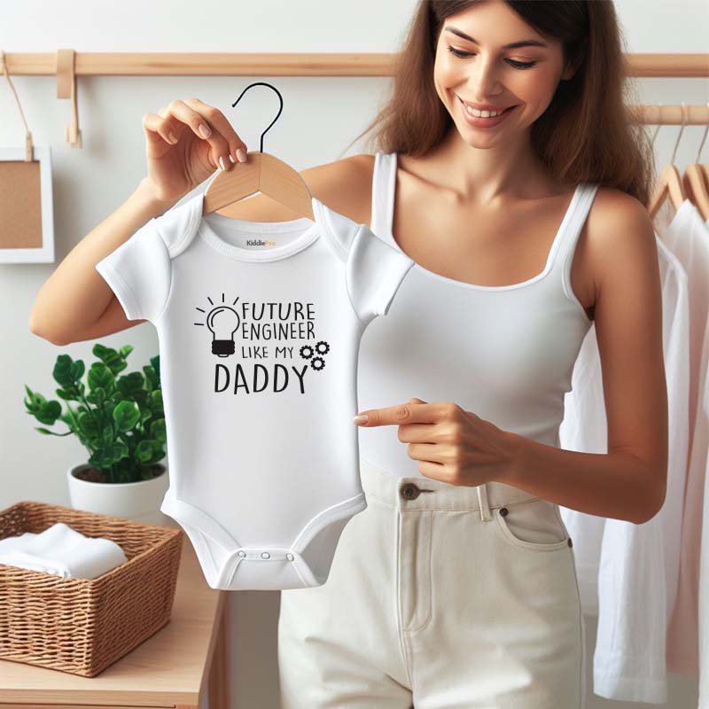 Future Engineer Baby Bodysuit Like My Dad Unisex Baby Boy Girl Clothing Educational Science Math Engineering Theme Cute Romper Baby Outfit Custom Name Shirt