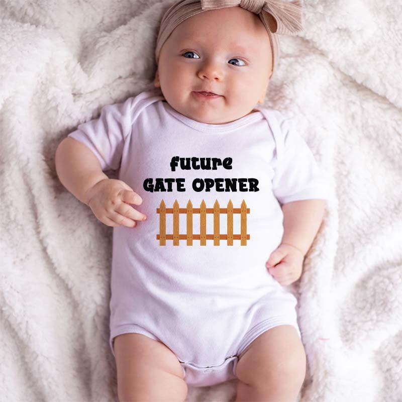 Future gate opener Custom Baby Clothes Farm Ranch Country Living Bodysuit Baby Boy Girl Newborn Shower Gifts Farmer Outfit Barn Bodysuit Pregnancy Announcement