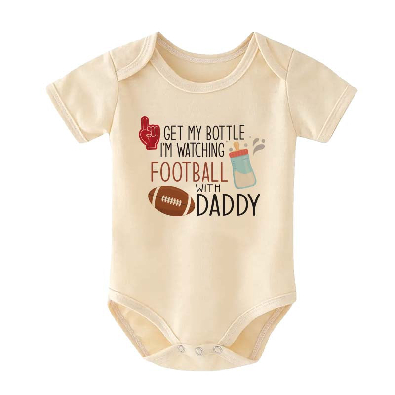 KiddiePro Wathcing Football with my Daddy Baby Bodysuit Game Day Football Fan Unisex Baby Clothing