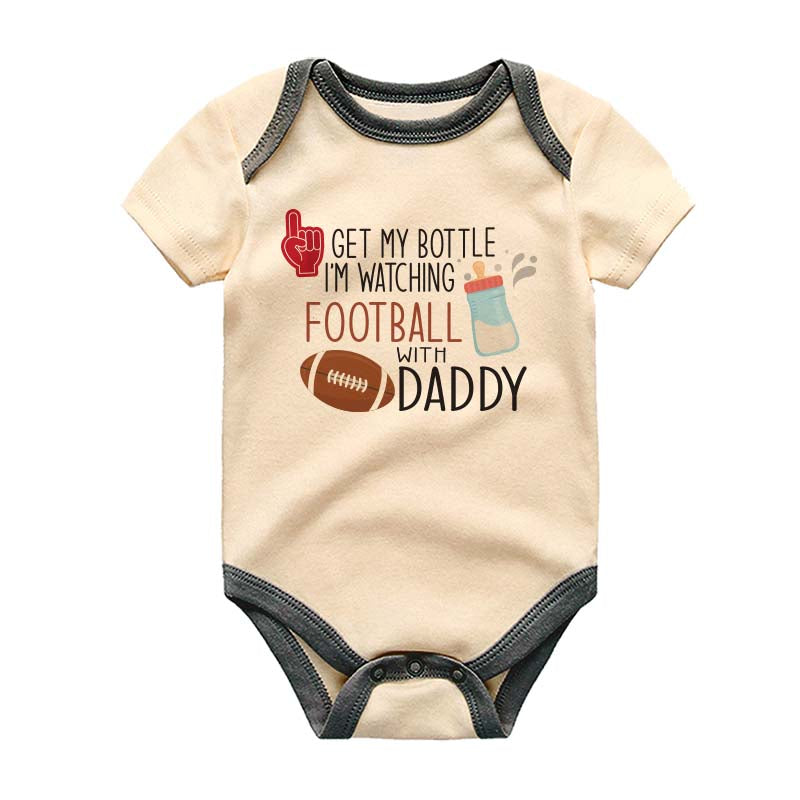 KiddiePro Wathcing Football with my Daddy Baby Bodysuit Game Day Football Fan Unisex Baby Clothing