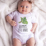 Vegetable Lover Baby Bodysuit Gramma's Little Bundle Unisex Baby Clothing Vegan Veggies Food Pun lover Custom Baby Clothes Cute Garden Spinach Romper Gift