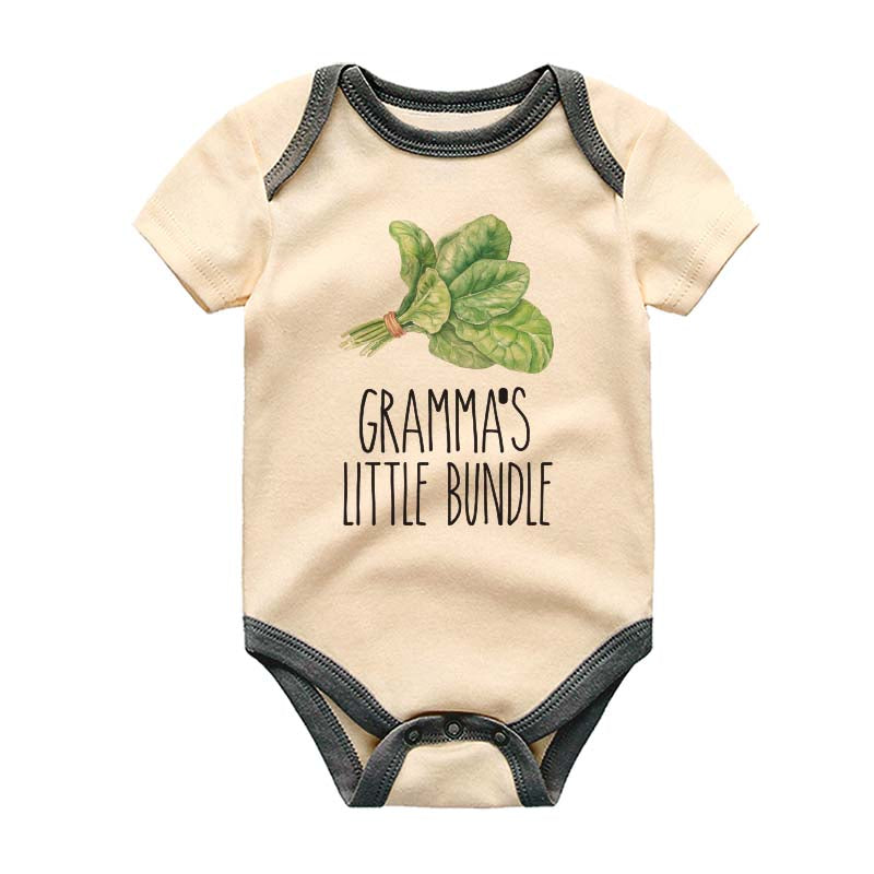 Vegetable Lover Baby Bodysuit Gramma's Little Bundle Unisex Baby Clothing Vegan Veggies Food Pun lover Custom Baby Clothes Cute Garden Spinach Romper Gift