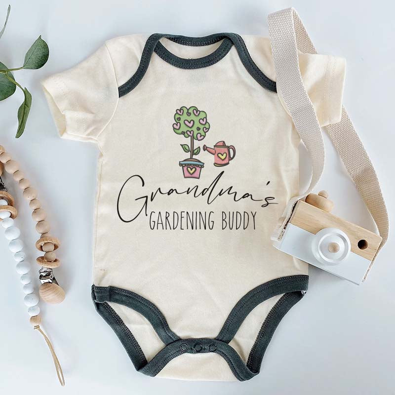 Grandma's Gardening Buddy Personalized Baby Bodysuit Custom Farm Garden Outfit Unisex Baby Clothes