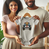 Daddy’s Backup Baby Bodysuit – Cute Newborn Infant Outfit for Boys or Girls – Short Sleeve Baby Clothing with Police Car Design – Fun Baby Shower or Father Gift