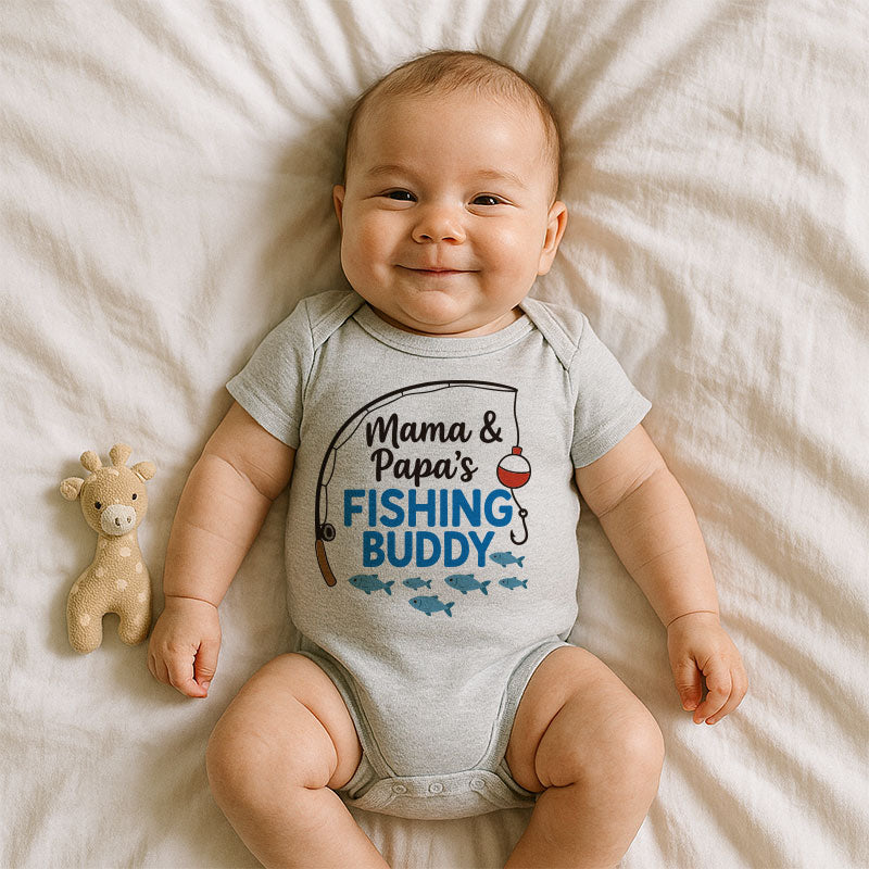 Fishing Buddy Baby Bodysuit for Boys and Girls Soft Cotton Infant One Piece Cute Newborn Outfit Baby Shower Gift for Parents