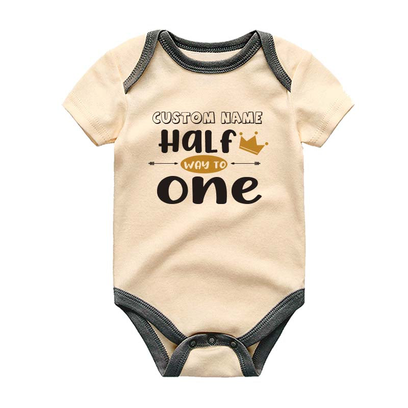 Half way to one Bodysuit Baby Milestone 6 Month Old Romper Half Birthday Unisex Baby Clothing  Adorable Birthday outfit