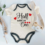 Half way to one Baby Clothes Milestone Unisex baby clothing 6 month baby outfit baby half-birthday Cute outfit photo shoot baby apparel half-year baby Apparel Custom Birthday Shirt