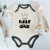 Cute Half Birthday Outfit Half way to one Bodysuit Baby Milestone 6 Month Old Romper Unisex Baby Clothing  Adorable Birthday outfit