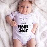 Cute Half Birthday Outfit Half way to one Bodysuit Baby Milestone 6 Month Old Romper Unisex Baby Clothing  Adorable Birthday outfit