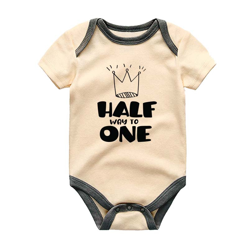 Cute Half Birthday Outfit Half way to one Bodysuit Baby Milestone 6 Month Old Romper Unisex Baby Clothing  Adorable Birthday outfit