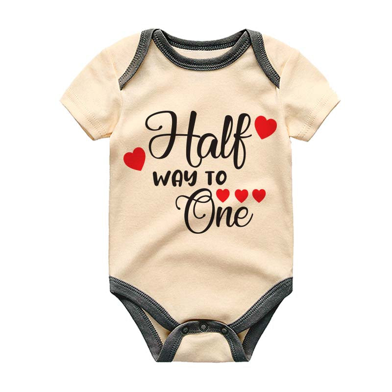 Half way to one Baby Clothes Milestone Unisex baby clothing 6 month baby outfit baby half-birthday Cute outfit photo shoot baby apparel half-year baby Apparel Custom Birthday Shirt