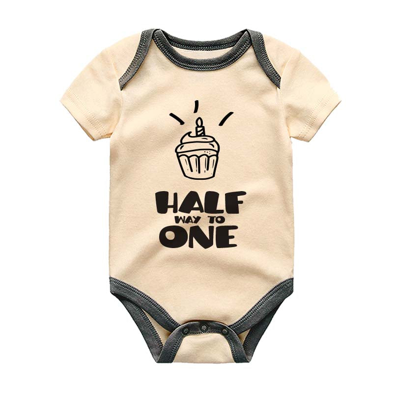 Cupcake Theme 1/2 Half Birthday Outfit Half way to one Bodysuit Baby Milestone 6 Month Old Romper Unisex Baby Clothing  Adorable Birthday outfit