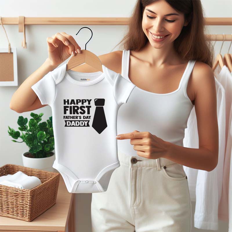 Happy first father's day Daddy Cute Newborn Infant Unisex Baby Bodysuit Gender Neutral Baby Clothing New Parents Baby Shower Gift Custom Shirt