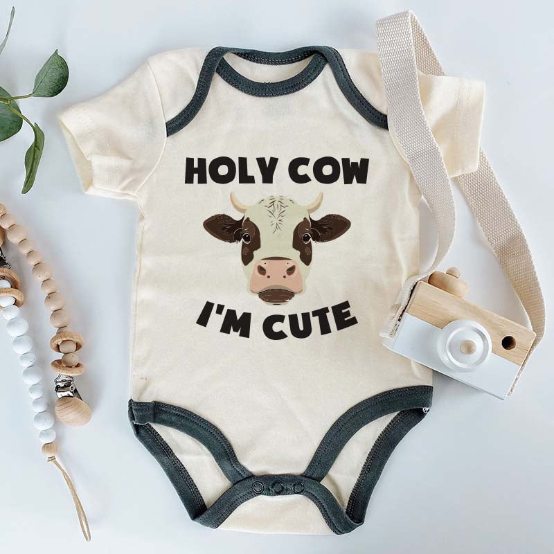 Cute Cow print baby outfit Funny Farm baby apparel animal-themed baby clothing humorous Personalized baby bodysuit Baby Boy Girl Shower Gift Custom Shirt