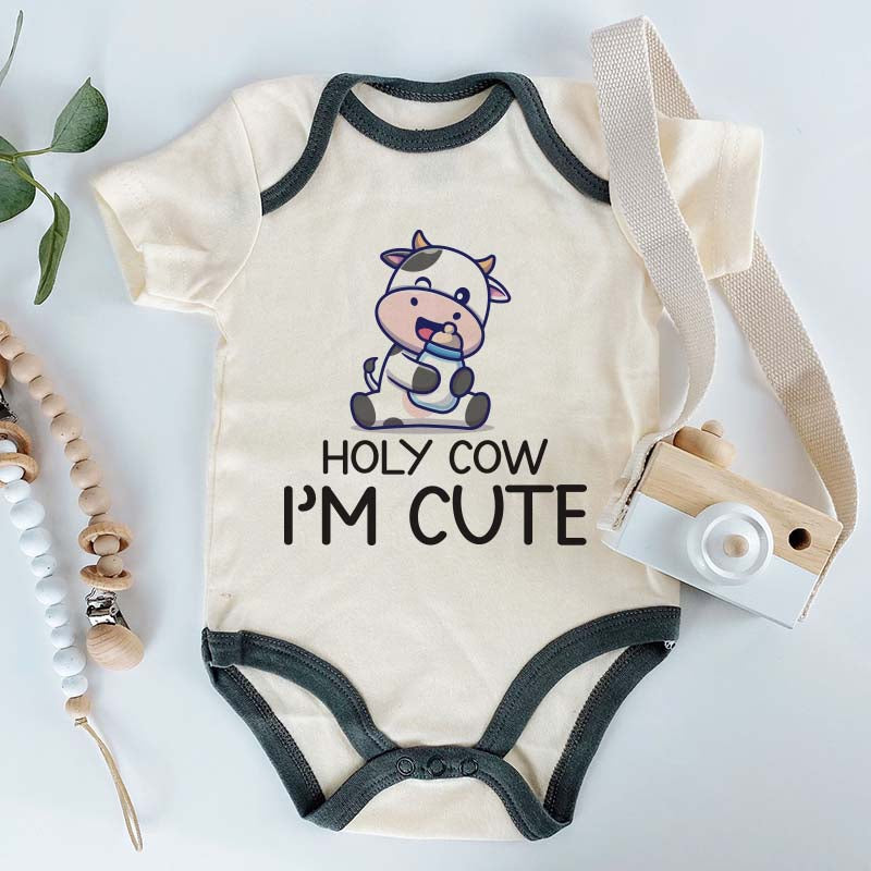 Cute Farm Cow Animal Unisex Baby Clothes Custom Baby Boy Girl Shirt Personalized Pregnancy Baby Shower Announcement Milk Bodysuit Outfit