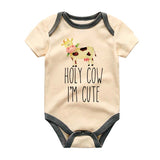 Holy Cow I'm Cute Baby Bodysuit Cute Adorable Farm Cow Animal Theme Unisex Baby Clothing Baby Boy Girl Gift Clothes