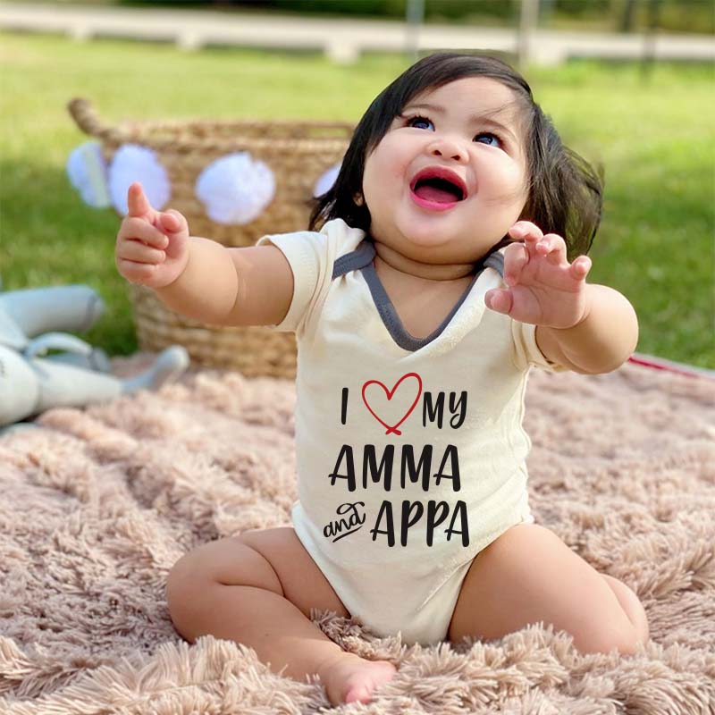 I love my Amma and Appa Unisex Infant Baby Clothes Indian Baby Apparel Baby Shower Gift for Parents Cute Custom Bodysuit Personalized Baby Gift