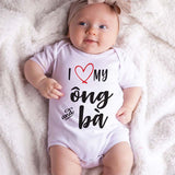 I love my ông and Ba Cute Newborn baby clothes Vietnamese Grandma and Grandpa Pregnancy Reveal Baby Boy Girl Shower Gift Custom Bodysuit Grandparents Gift