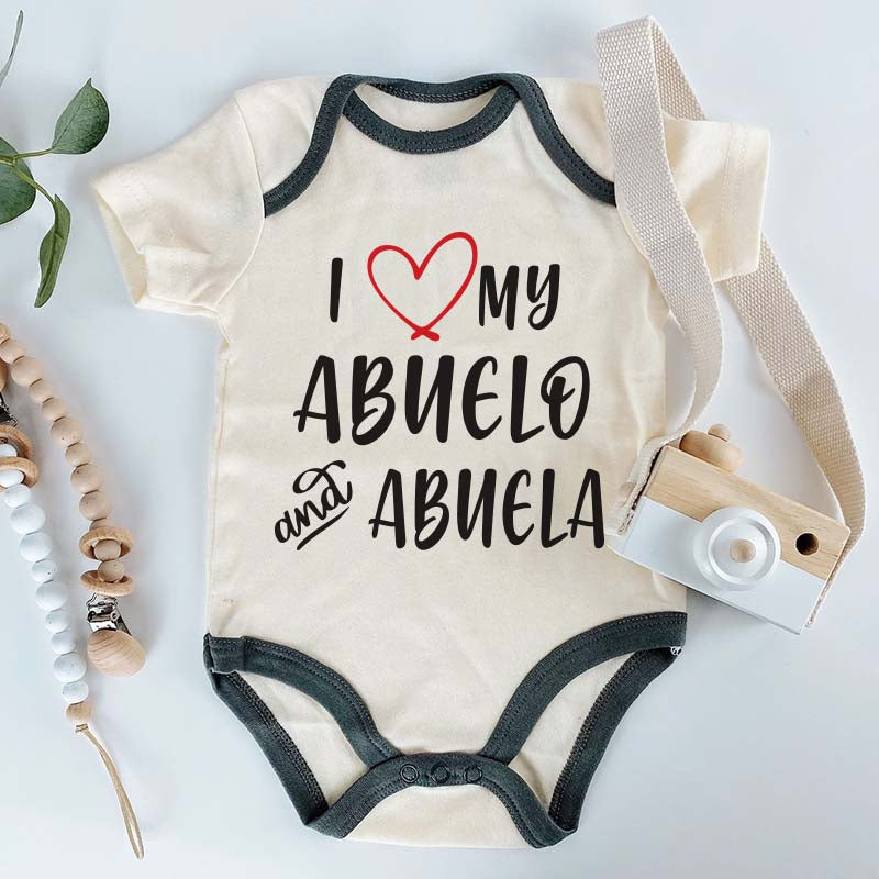 I love my Abuelo and Abuela Personalize Bodysuit Spanish baby clothes Custom baby outfit for grandparents Hispanic Unisex baby clothing cute baby apparel Custom Shirt