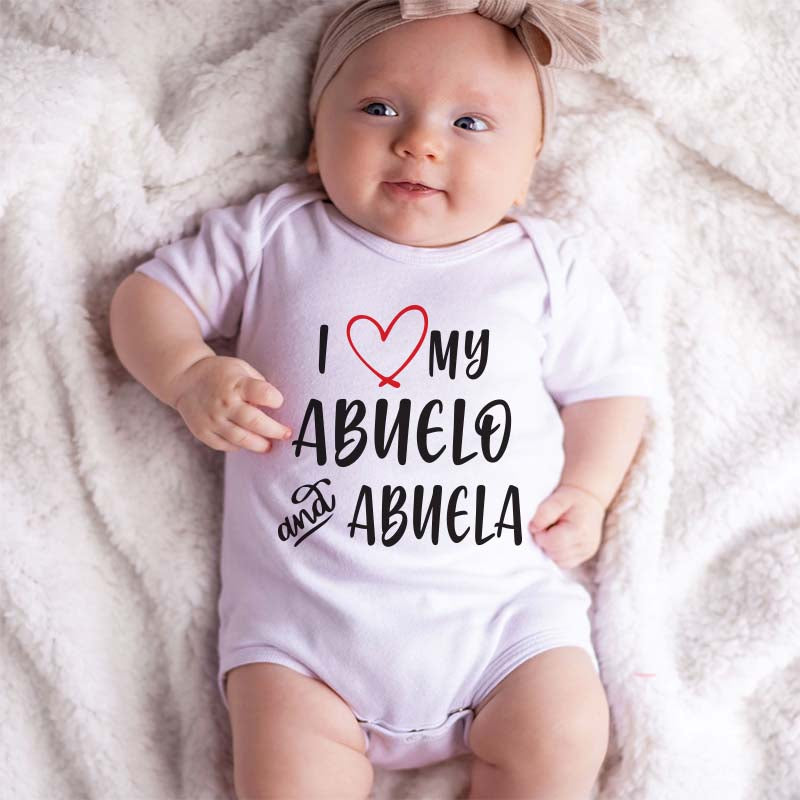 I love my Abuelo and Abuela Personalize Bodysuit Spanish baby clothes Custom baby outfit for grandparents Hispanic Unisex baby clothing cute baby apparel Custom Shirt