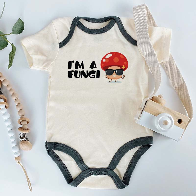 Cute Funny Mushroom Baby Bodysuit Food Pun Lover Playful Trendy Vegan Baby Outfit Unisex Baby Clothing