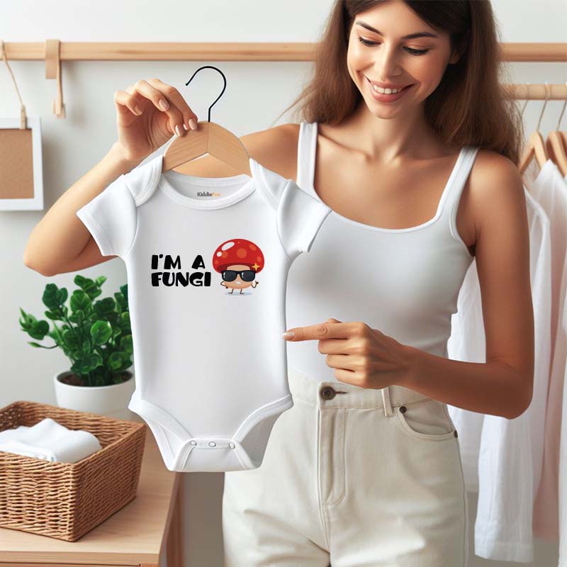 Cute Funny Mushroom Baby Bodysuit Food Pun Lover Playful Trendy Vegan Baby Outfit Unisex Baby Clothing