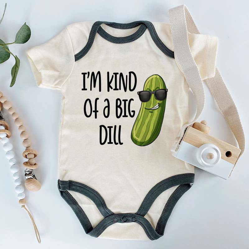 I'm kind of a big dill Custom Unisex funny baby bodysuit Punny baby outfit pickle-themed baby clothes cute Food Veggies apparel humorous vegan clothing