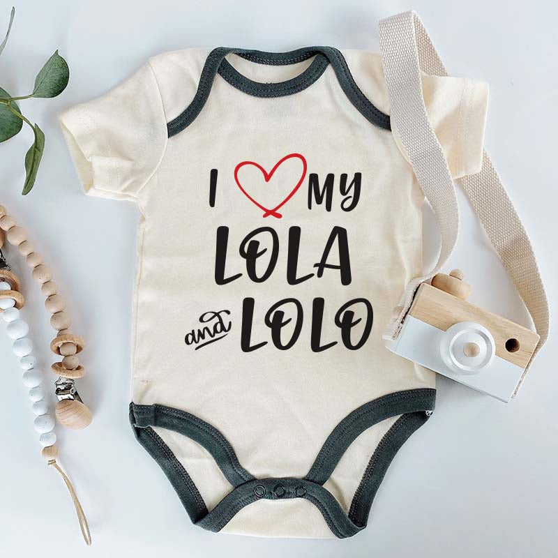 I love my Lola and Lolo Filipino baby clothing Custom Baby Bodysuit Tagalog baby clothes Pinoy Outfit Grandparents Cultural Gift Unisex baby clothing