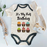 It's my half birthday half birthday 6 month Half Year outfit baby bodysuit cute clothes milestone apparel celebration party funny unisex boy girl adorable newborn personalized gift infant announcement