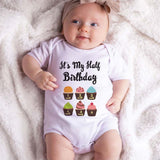 It's my half birthday half birthday 6 month Half Year outfit baby bodysuit cute clothes milestone apparel celebration party funny unisex boy girl adorable newborn personalized gift infant announcement