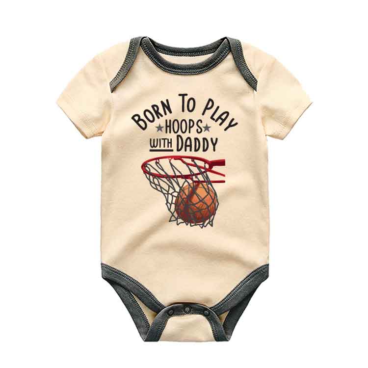 Born to play hoops - Unisex Infant One Piece Baby Bodysuit - Basketball Theme baby outfit