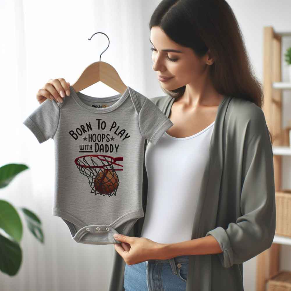 Born to play hoops - Unisex Infant One Piece Baby Bodysuit - Basketball Theme baby outfit