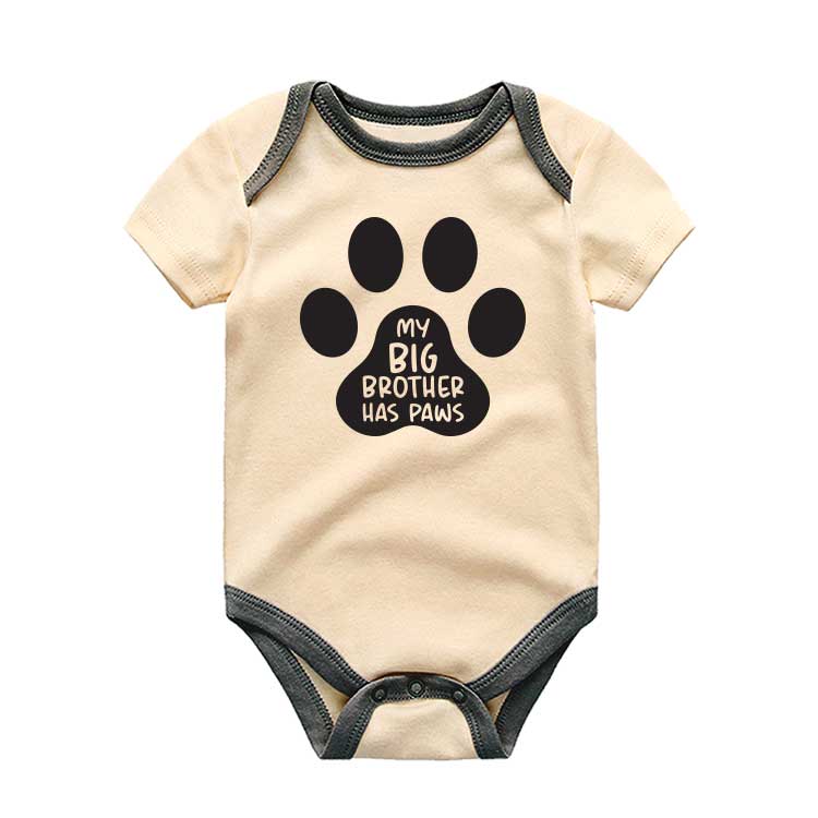 My big brother has paws baby bodysuit Paw print baby sleeper Siblings love Paw-themed Baby Bodysuits