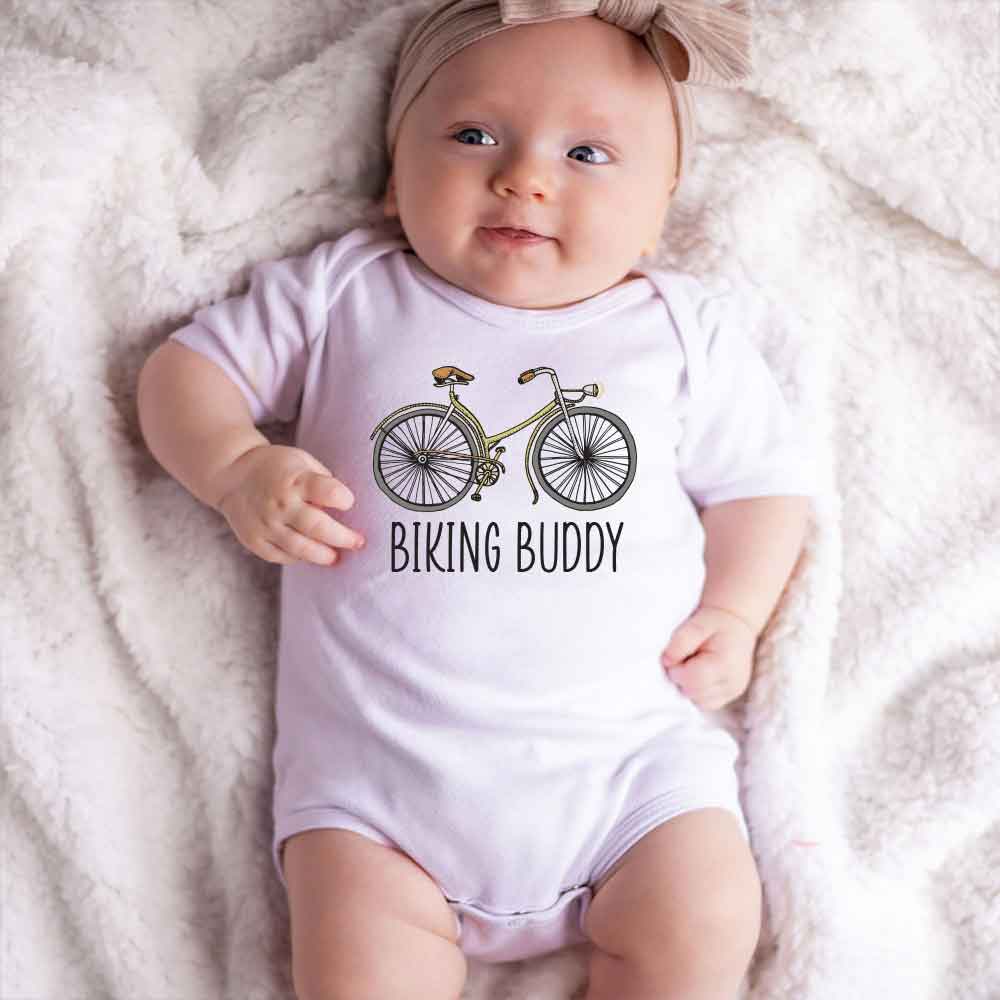 Biking Buddy - Unisex Infant One Piece Baby Bodysuit - Bike Bicycle baby outfit